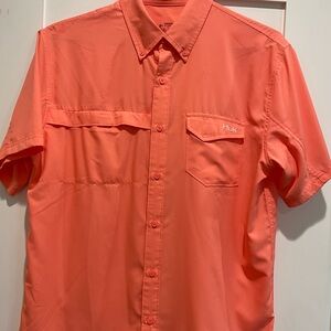 Huk Men's Vibrant Coral Button Down Shirt